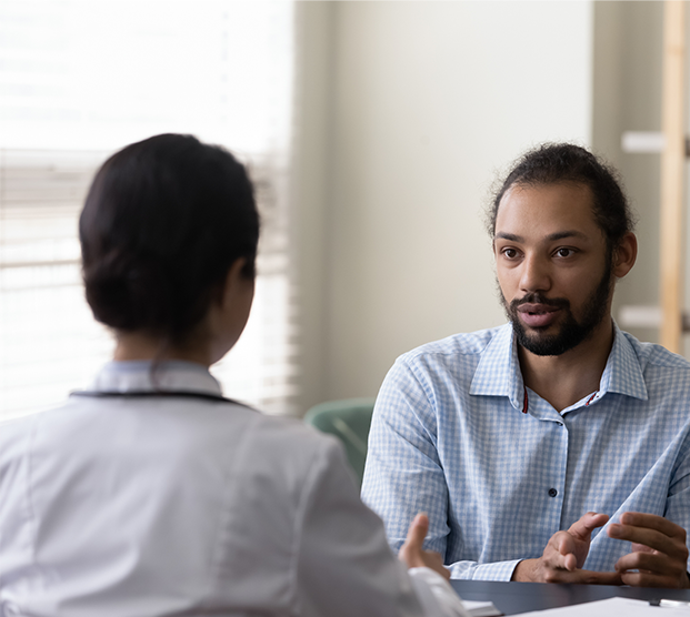 Patient learning about microscopic surgery for varicocele