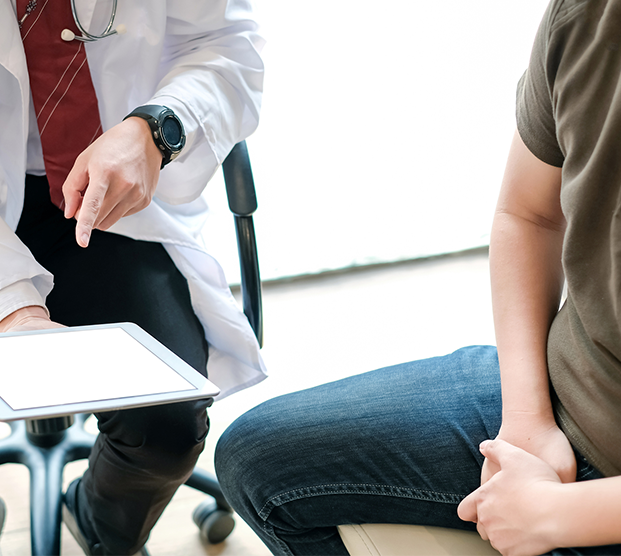 Physician discussing results of Artemis prostate biopsy