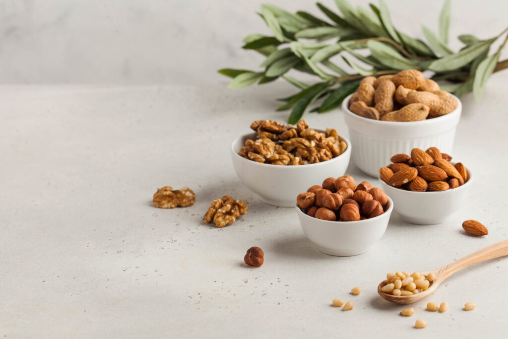 bowls of healthy nuts